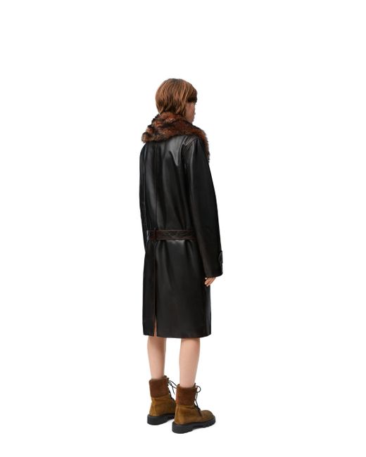 Loewe Black Luxury Coat In Nappa Calfskin For