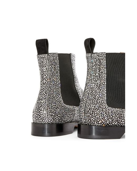 Loewe Black Luxury Campo Chelsea Boot In Calf Suede And Allover Rhinestones for men