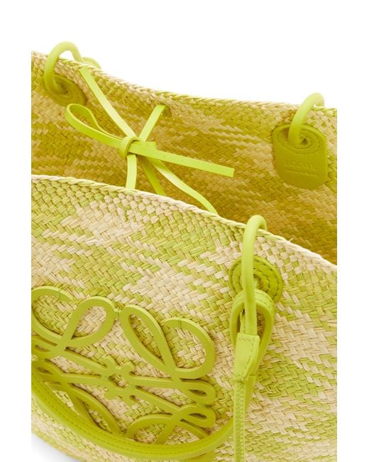 Loewe Yellow Anagram Basket Bag In Iraca Palm And Calfskin