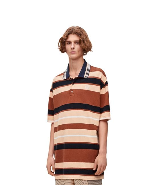 Loewe Multicolor Luxury Oversized Fit Polo In Cotton And Linen for men