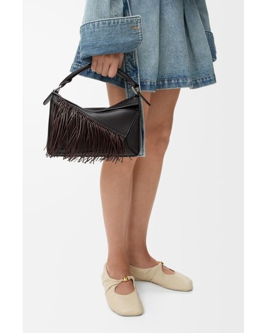 Loewe Black Fringe Small Puzzle Bag