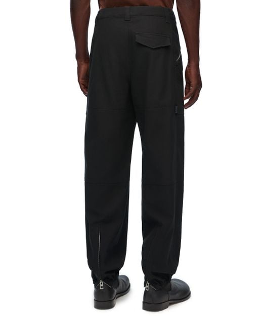 Loewe Black Luxury Cargo Trousers In Cotton for men