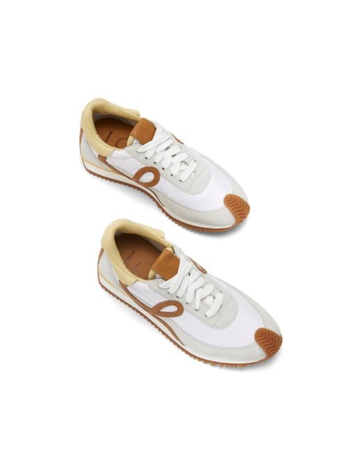 Loewe White Flow Runner Monogram-embroidered Suede Low-top Trainers