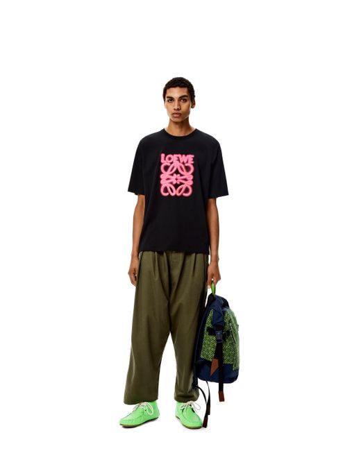 Loewe Black Luxury Neon T-shirt In Cotton For Men for men