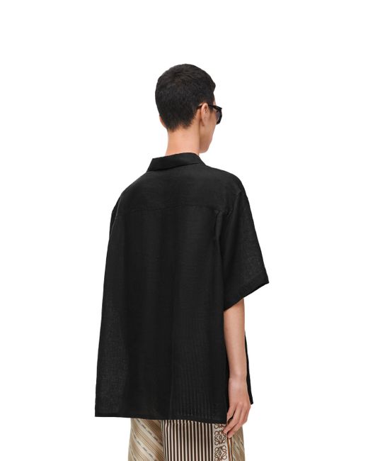 Loewe Black Luxury Short Sleeve Shirt In Linen for men