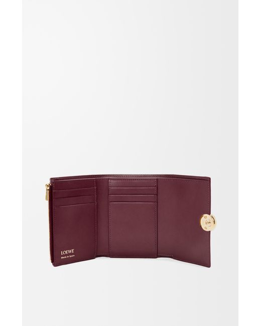Loewe Red Pebble Small Vertical Wallet In Shiny Nappa Calfskin