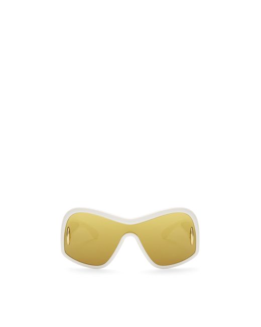 Loewe Yellow Luxury Square Mask Sunglasses In Acetate And Nylon For