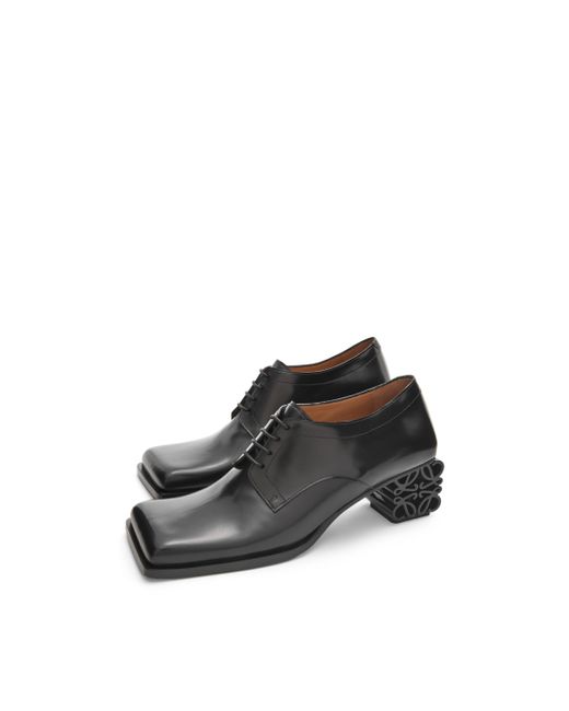 Loewe Black Luxury Anagram Heel Brogue In Calfskin