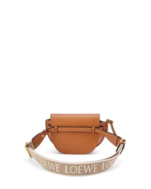 Loewe White Luxury Mini Gate Dual Bag In Soft Calfskin And Jacquard For