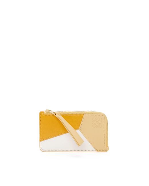 Loewe Yellow Puzzle Coin Cardholder In Classic Calfskin