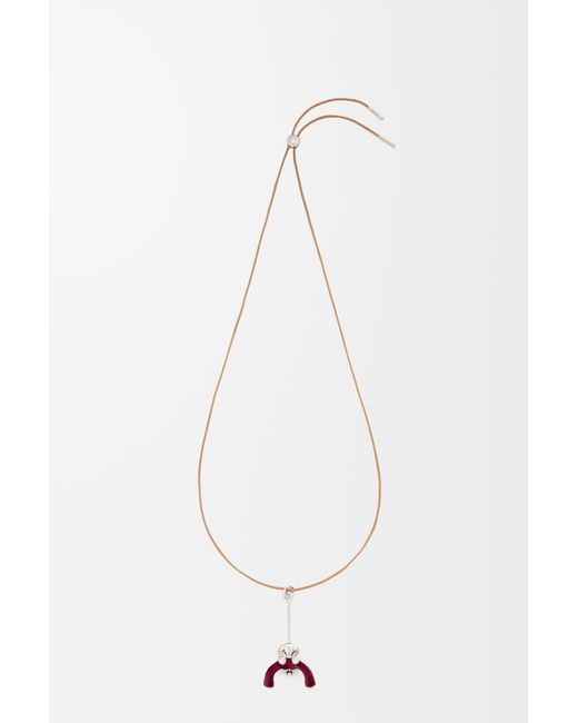 Loewe White Seated Acrobat Pendant In Sterling Silver And Crystals