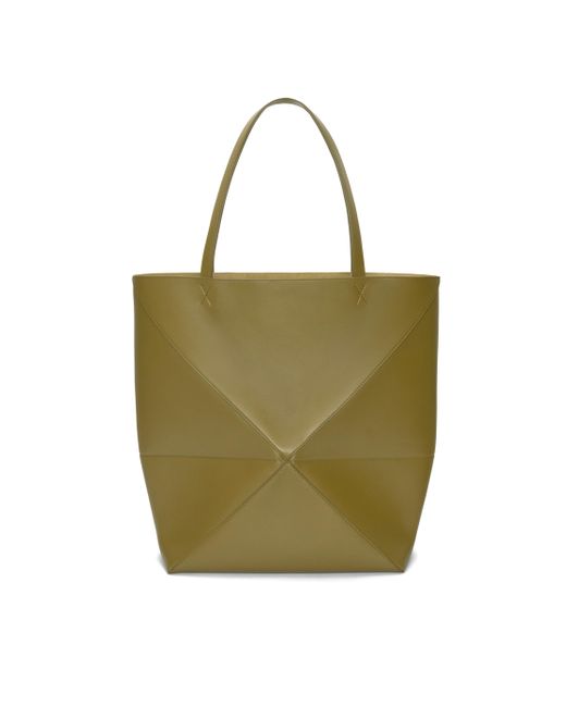 Loewe Green Xl Leather Puzzle Fold Tote Bag for men