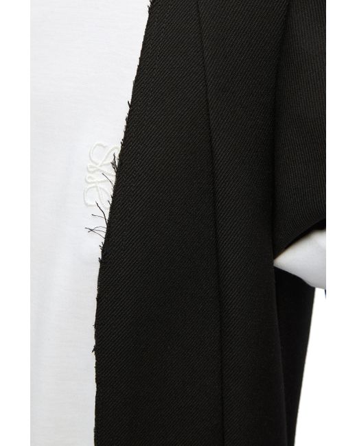 Loewe Black Double Layer Dress In Wool And Cotton