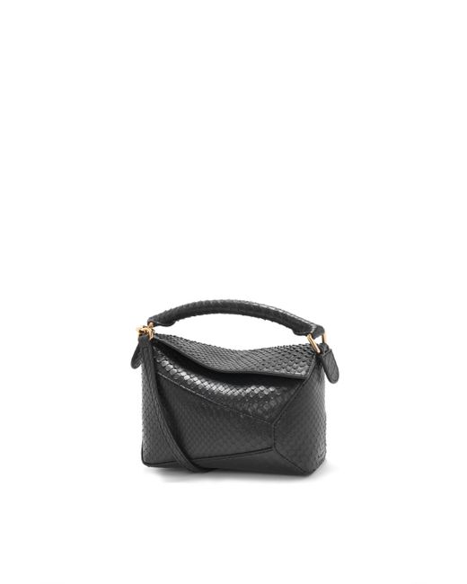 Loewe Black Mini Puzzle Bag In Python