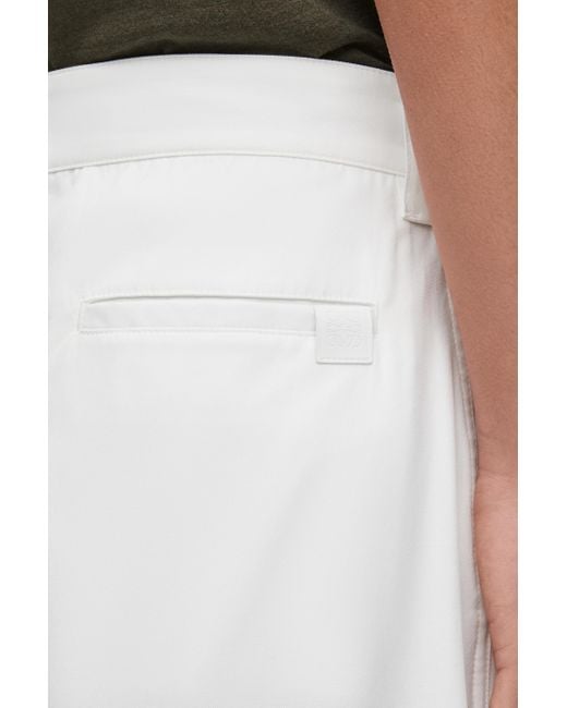 Loewe White Luxury Pleated Shorts In Cotton for men