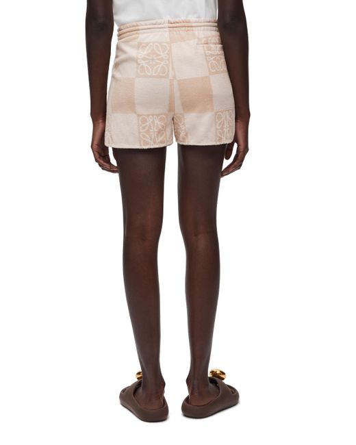 Loewe White Shorts In Terry Cotton Jacquard