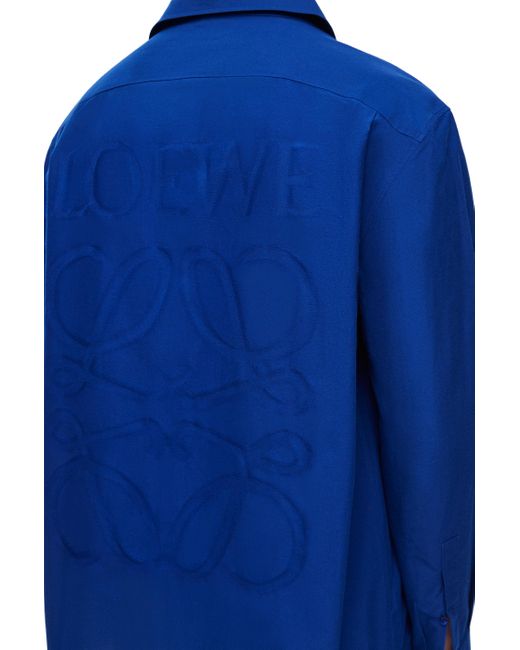 Loewe Blue Luxury Hooded Overshirt In Cotton for men