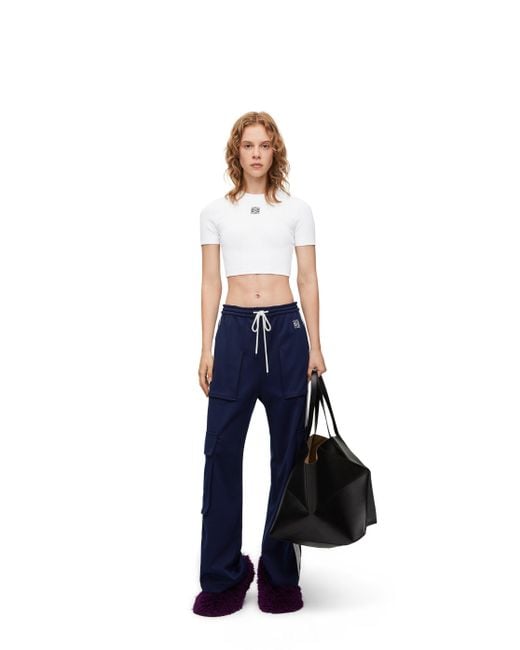 Loewe Blue Luxury Cropped Top In Cotton For