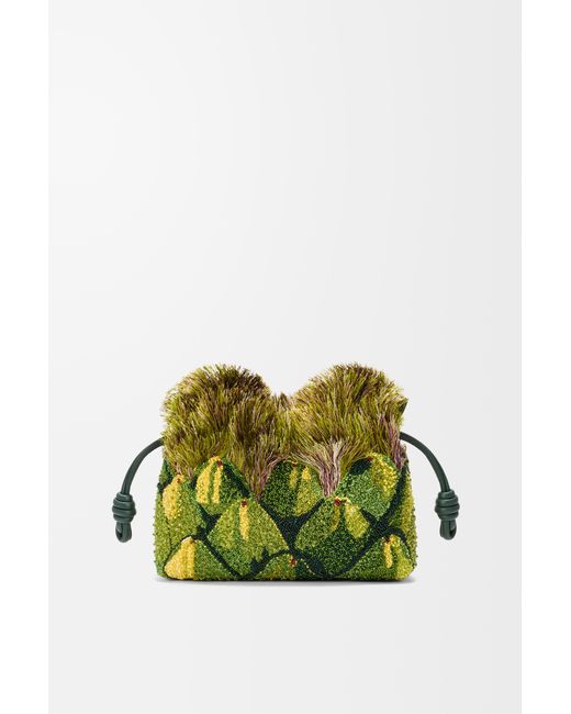 Loewe Green Mini Flamenco Clutch Beaded For