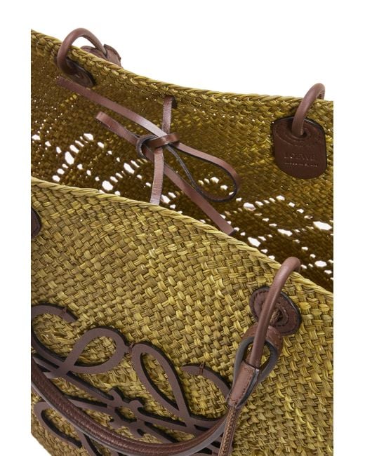 Loewe Natural Large Anagram Basket Bag In Iraca Palm And Calfskin