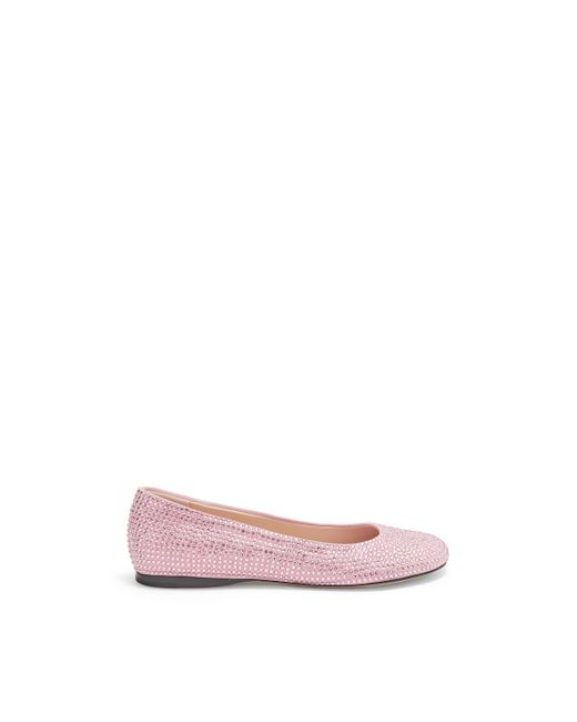 Loewe Pink Luxury Toy Ballerina In Suede And Allover Rhinestones For
