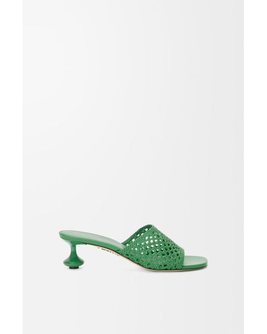 Loewe Green Paula's Ibiza Toy Woven Leather Mules