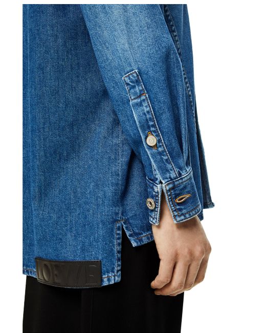 Loewe Slanted Overshirt In Washed Denim 