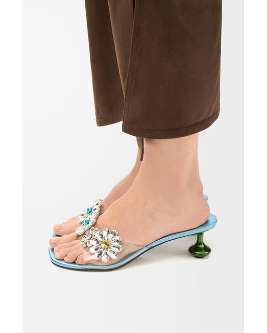 Loewe White Toy Crystal Flowers Sandal