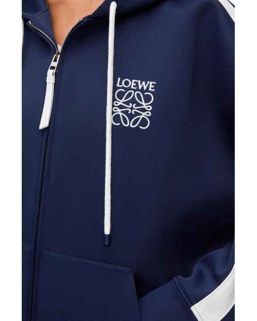 Loewe Blue Hooded Tracksuit Jacket In Technical Jersey