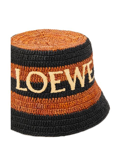 Loewe White Bucket Hat In Raffia