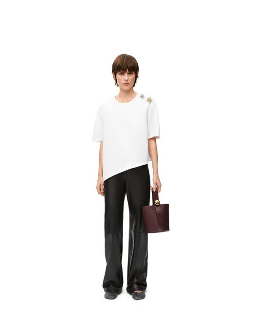 Loewe White Luxury Asymmetric T-shirt In Cotton Blend For