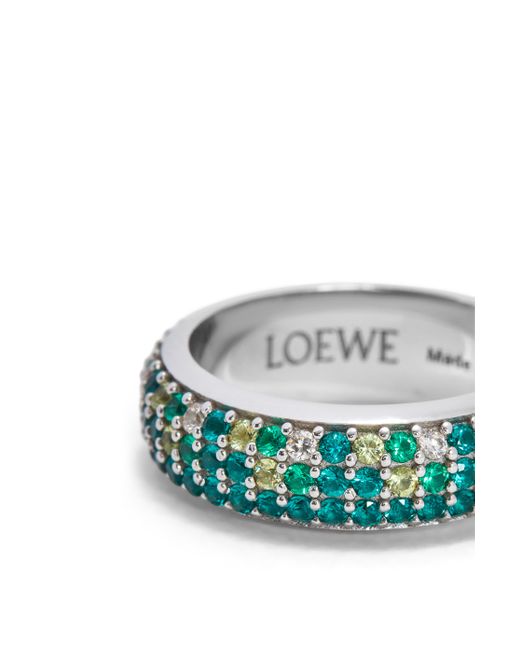 Loewe Yellow Luxury Thin Pavé Ring In Sterling Silver And Crystals For