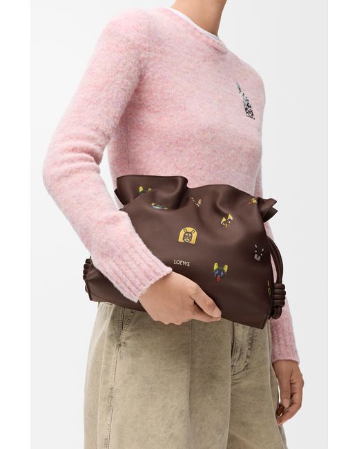 Loewe Brown Cats Medium Flamenco Clutch