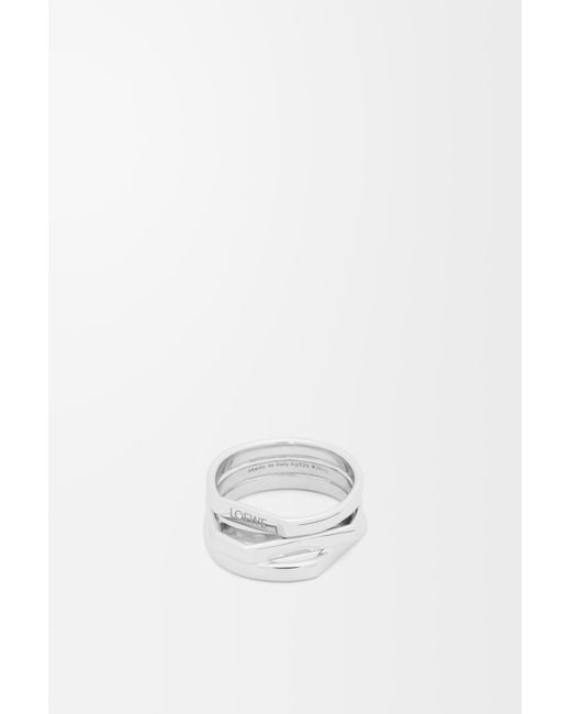 Loewe White Stacked Ring In Sterling Silver
