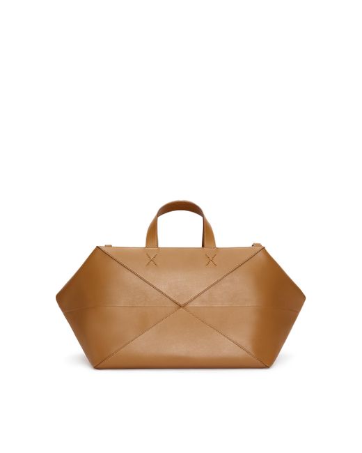 Loewe Brown Luxury Puzzle Fold Duffle In Shiny Calfskin for men