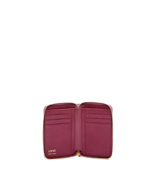 Loewe Purple Luxury Knot Compact Zip Around Wallet In Shiny Nappa Calfskin
