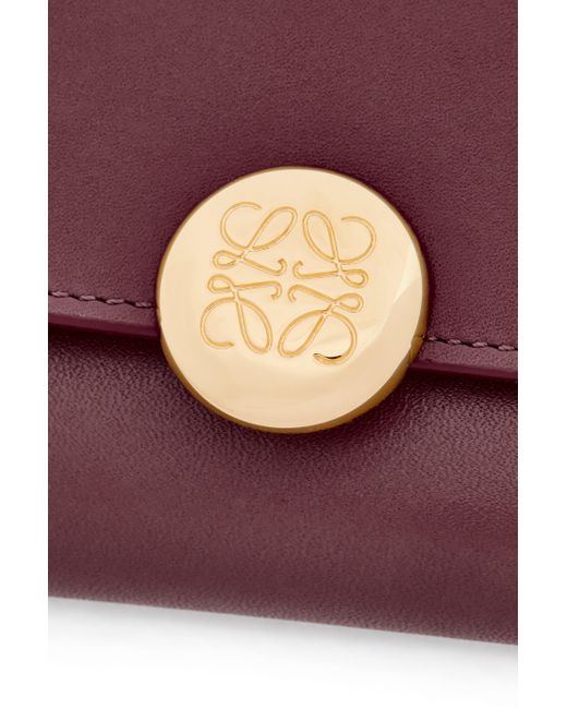 Loewe Red Pebble Small Vertical Wallet In Shiny Nappa Calfskin