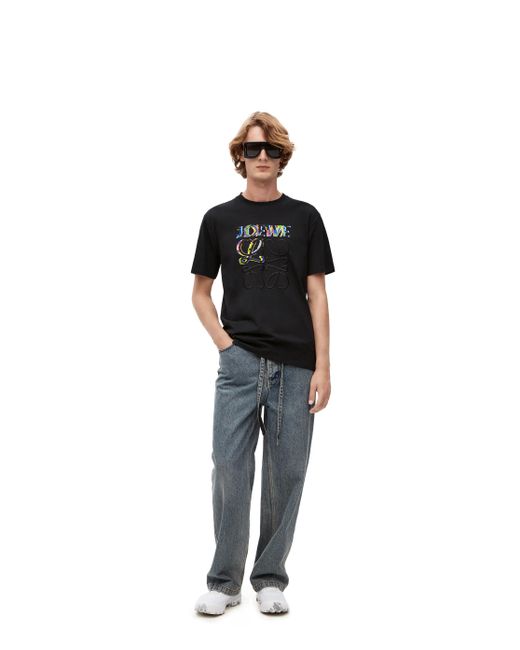 Loewe Black Glitch Anagram T-shirt In Cotton for men