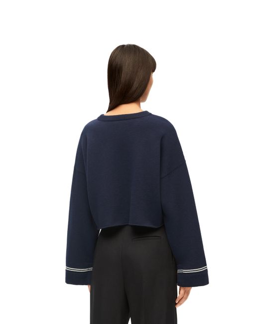 Loewe Blue Cropped Argyle Sweater