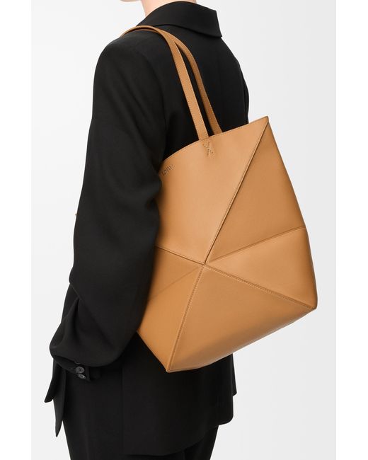 Loewe Orange Burgundy Calfskin Puzzle Fold Tote Handbag For