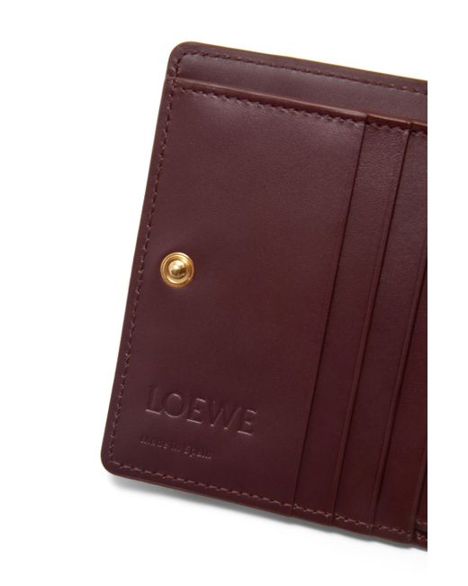 Loewe Red Puzzle Compact Zip Wallet In Classic Calfskin