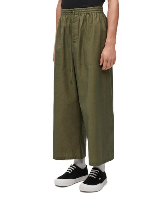 Loewe Green Luxury Cropped Trousers In Cotton Blend for men