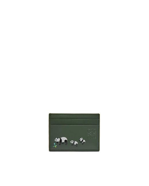 Loewe Green Panda Plain Cardholder In Satin Calfskin