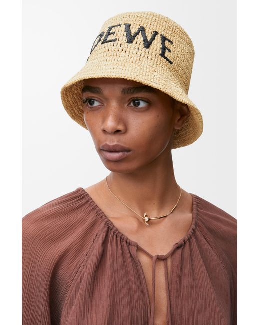 Loewe Metallic Raffia Bucket Hat