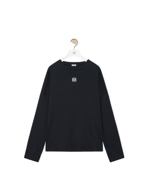Loewe Black Oversized Fit Long Sleeve T-shirt In Cotton for men