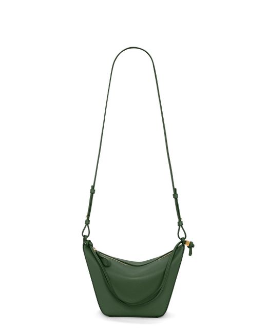 Loewe Green Mini Hammock Hobo Bag In Classic Calfskin