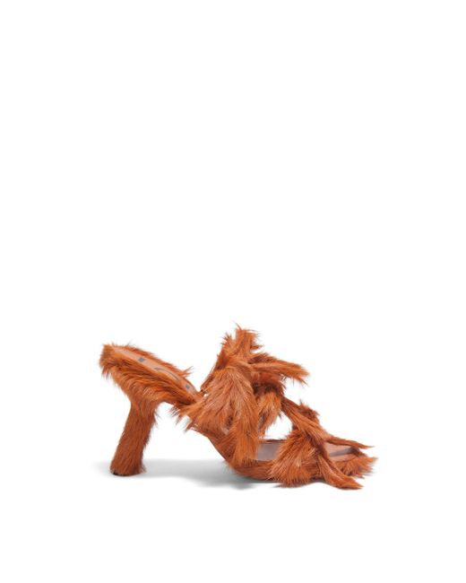 Loewe Brown Petal Sandal In Hairy Calfskin