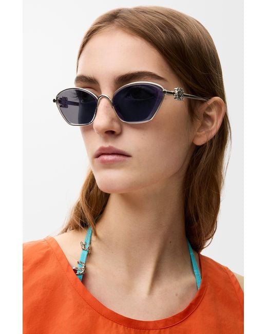 Loewe White Anagram Hexagonal Sunglasses