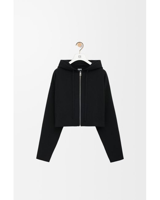 Loewe Black Luxury Anagram Zip-up Hoodie In Wool