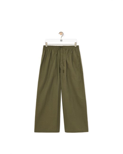 Loewe Green Luxury Cropped Trousers In Cotton Blend for men